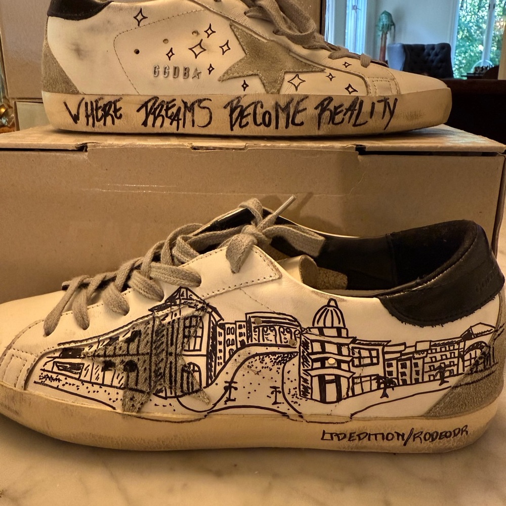 Golden Goose Black and White Artistic Sneakers